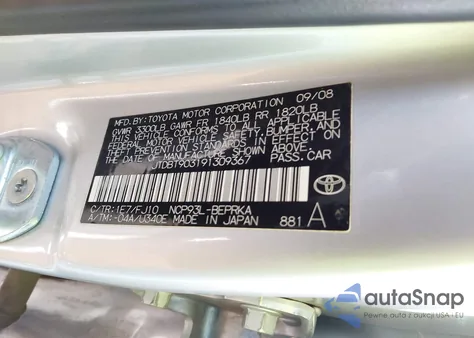 2009 Toyota Yaris z USA, uszkodzony, nr VIN JTDBT903191309367